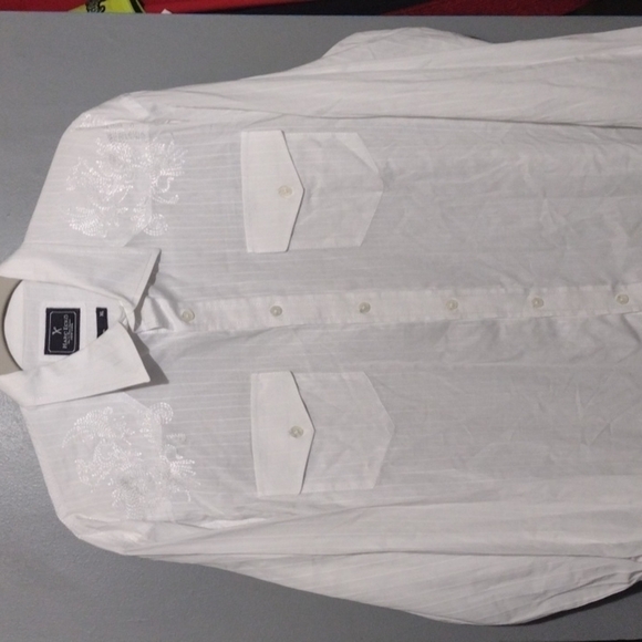 Marc ecko dress shirt size x large white with embroidery - Picture 1 of 12
